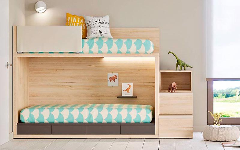 CAMA NIDO COMPACTA CON ESTANTERÍA HERO